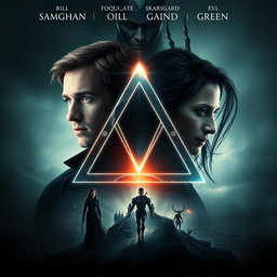 A captivating movie poster featuring the Triquetra symbol at the center, beautifully illuminated with mystical lighting