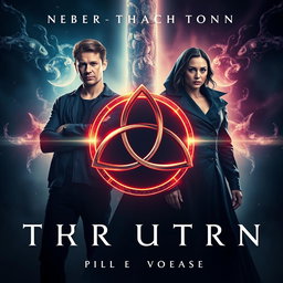 A captivating movie poster featuring a prominent Triquetra symbol at the center, surrounded by mystical lighting that enhances the intrigue