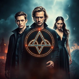 A captivating movie poster featuring a prominent Triquetra symbol at the center, surrounded by mystical lighting that enhances the intrigue