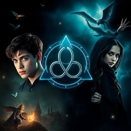 A movie poster featuring a prominent Triquetra symbol at the center, surrounded by mystical, ethereal lighting