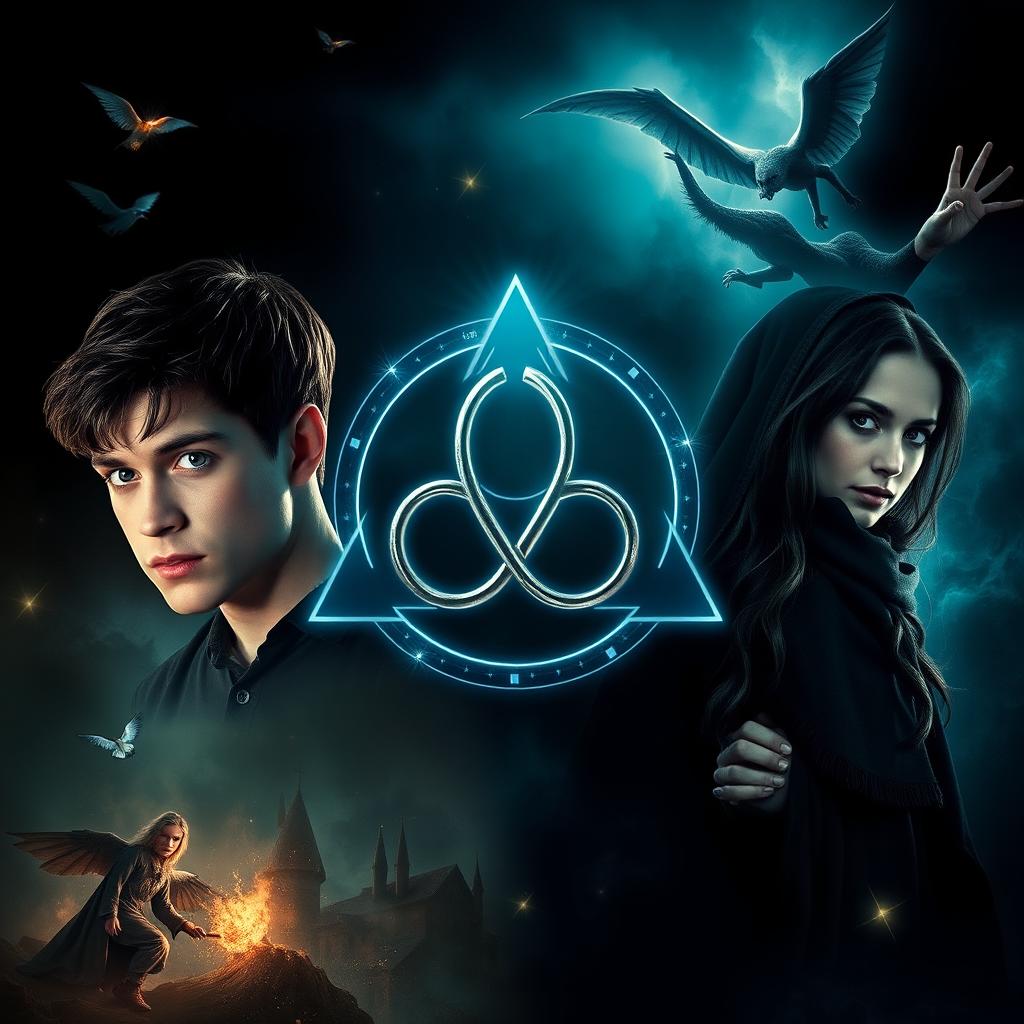 A movie poster featuring a prominent Triquetra symbol at the center, surrounded by mystical, ethereal lighting