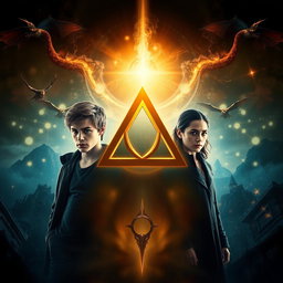 A movie poster featuring a prominent Triquetra symbol at the center, surrounded by mystical, ethereal lighting