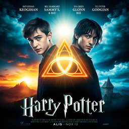 A captivating movie poster featuring the mystical Triquetra symbol at the center, radiating with enchanting lighting to create a magical atmosphere