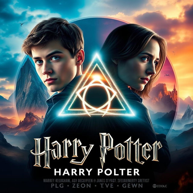 A captivating movie poster featuring the mystical Triquetra symbol at the center, radiating with enchanting lighting to create a magical atmosphere