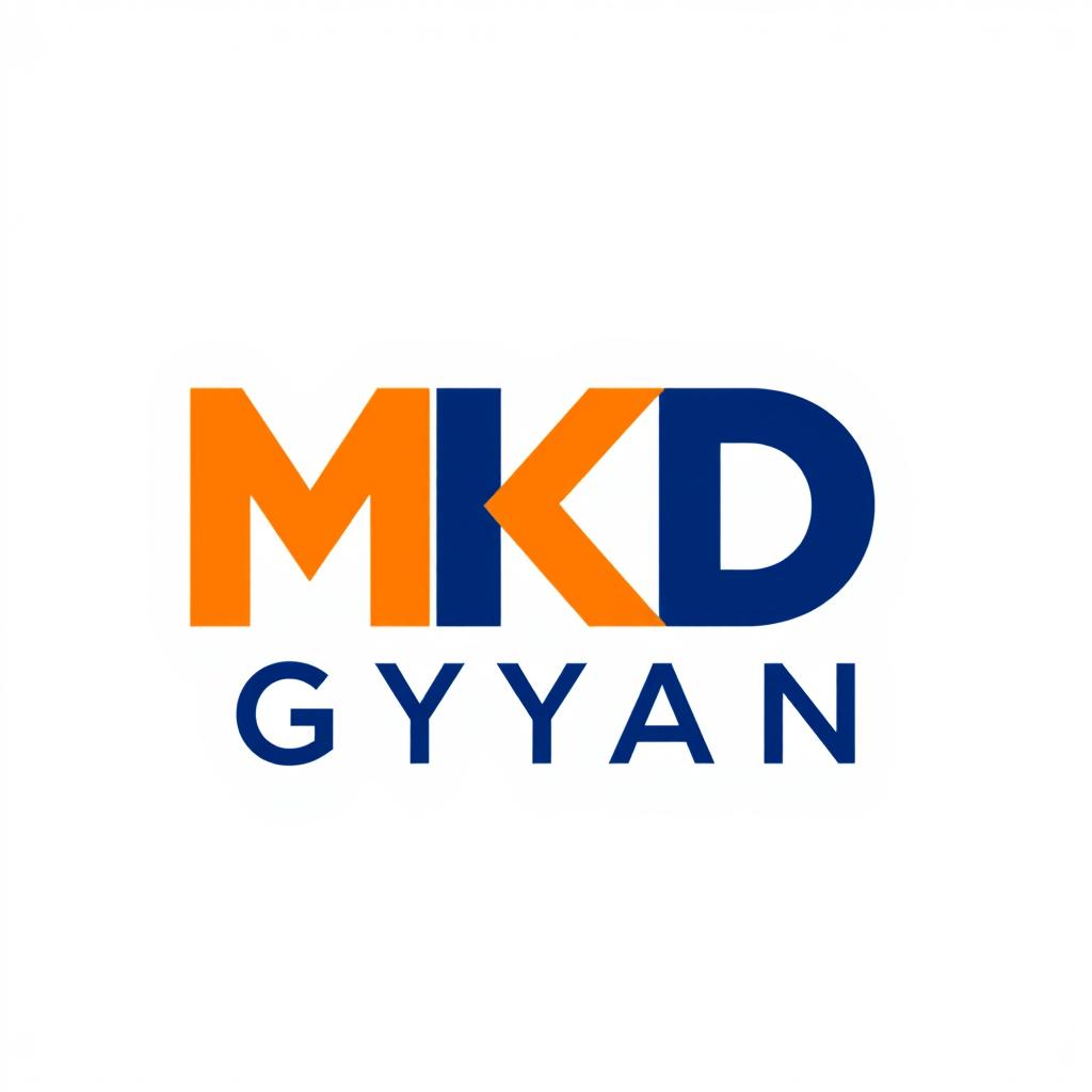 A modern and sleek logo design for 'MKD GYAN'