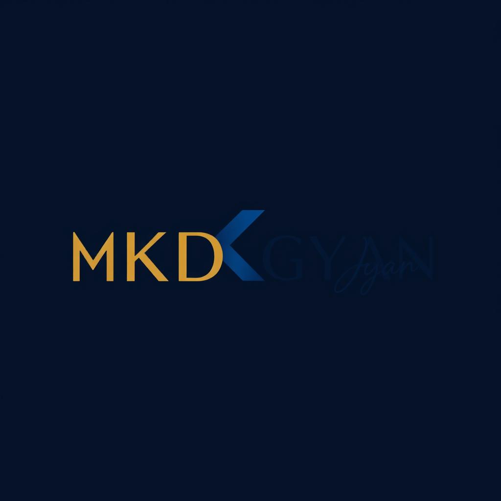 A modern and sleek logo design featuring the text 'MKD GYAN'