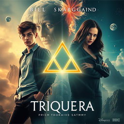 A movie poster featuring a prominent Triquetra symbol at the center, illuminated with mystical lighting