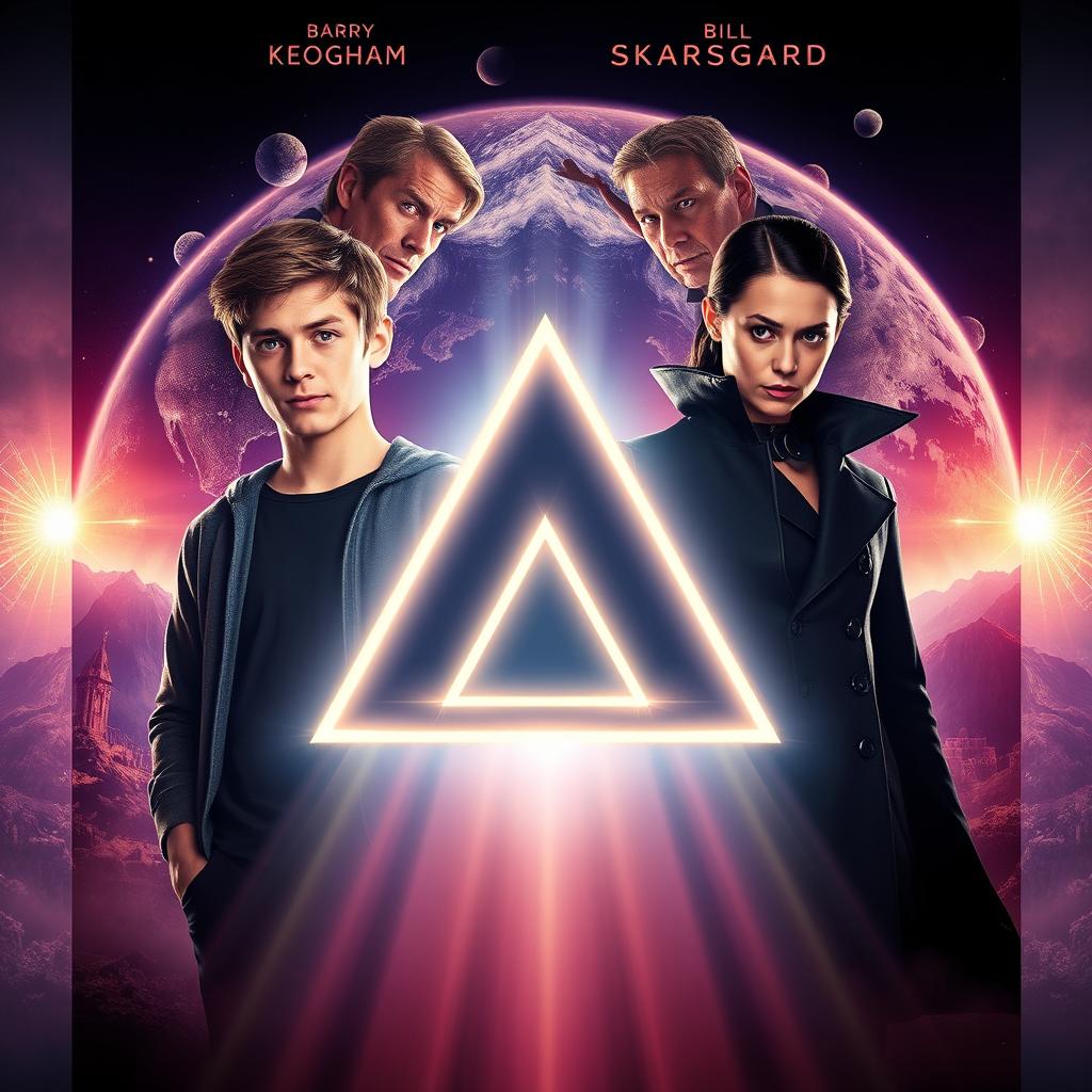 A movie poster featuring a prominent Triquetra symbol at the center, illuminated with mystical lighting