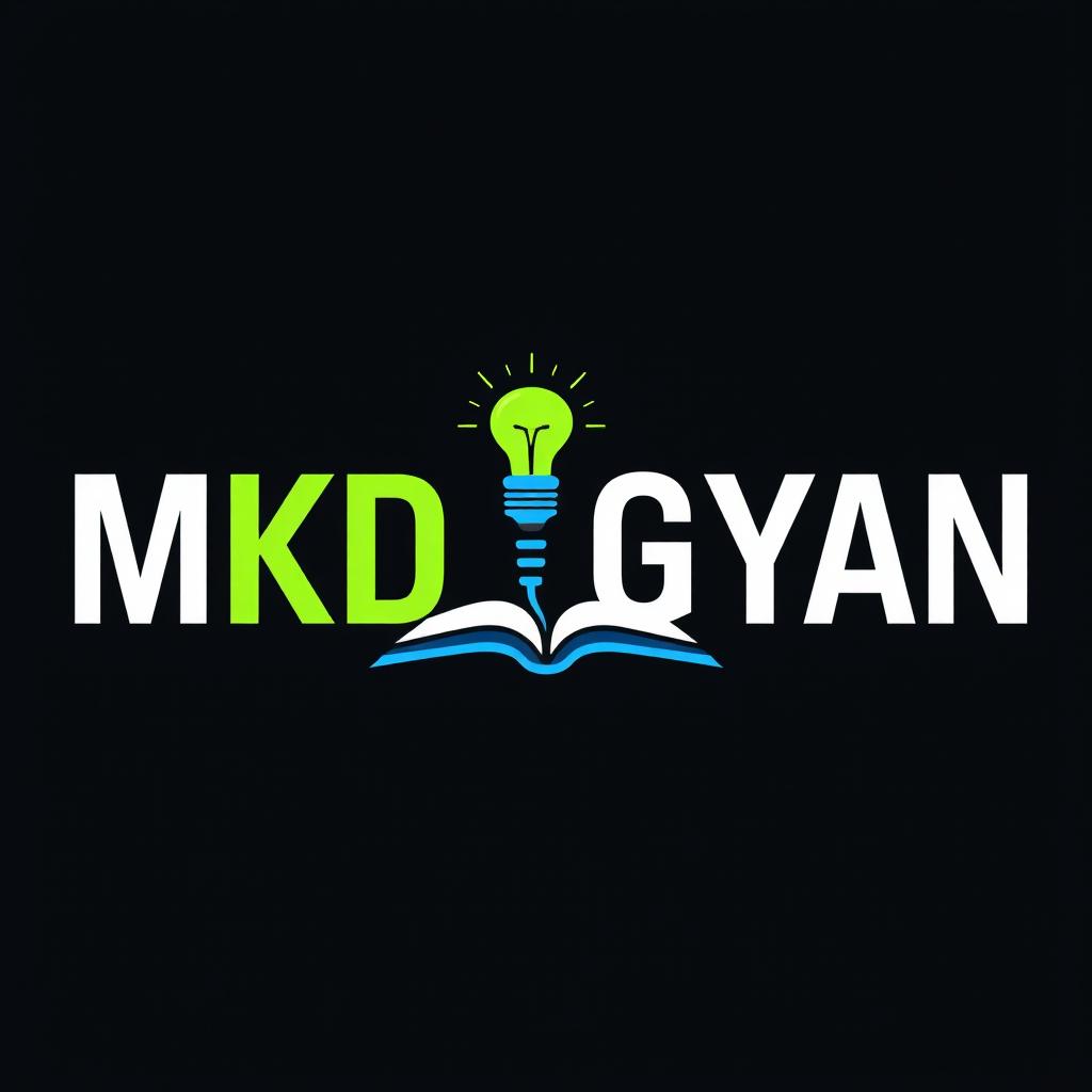 A modern and sleek logo design featuring the name "MKD GYAN"