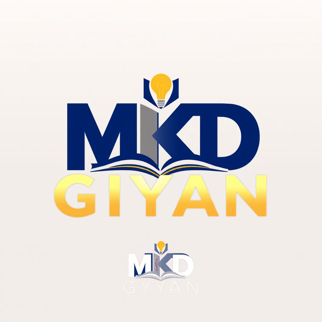 A sleek and modern logo design for 'MKD GYAN'