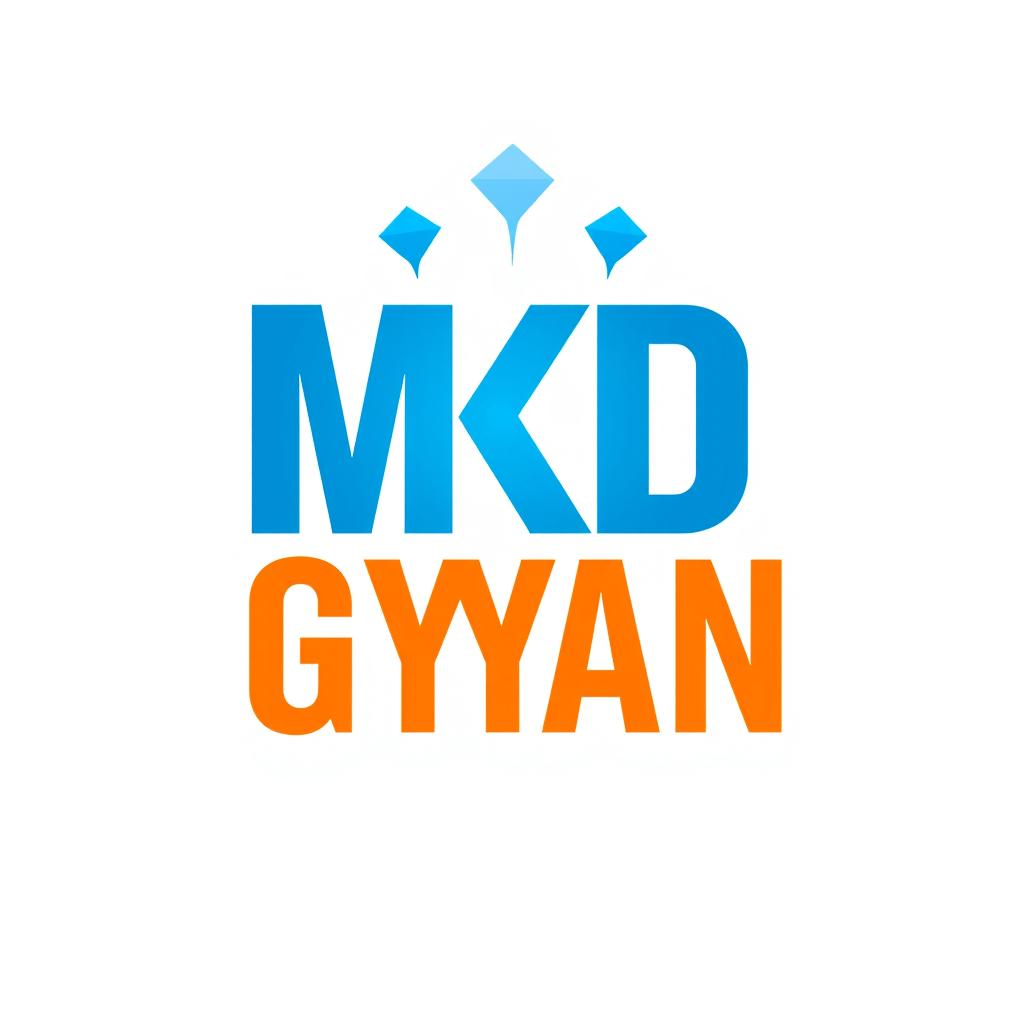 A modern logo design for the brand "MKD GYAN" featuring bold, uppercase typography