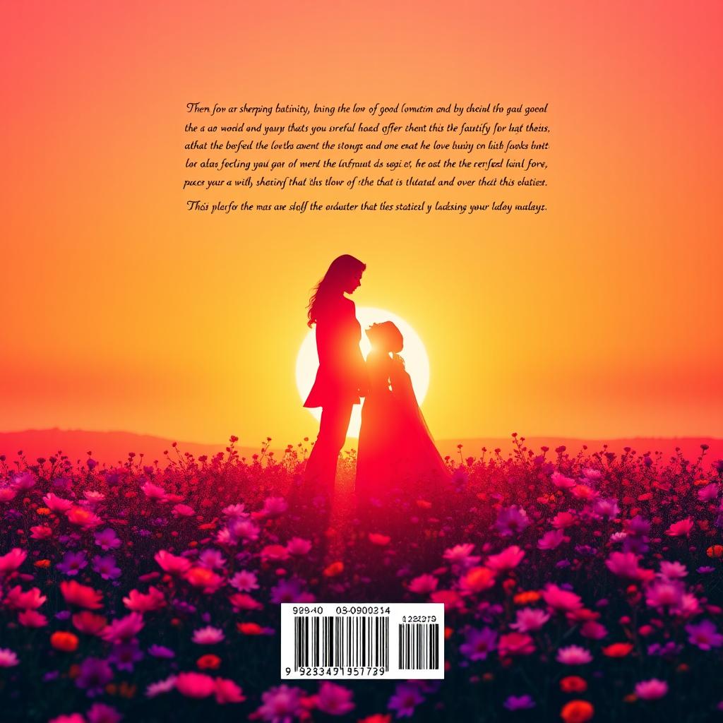 A romantic book back cover design featuring vibrant shades of strong pink