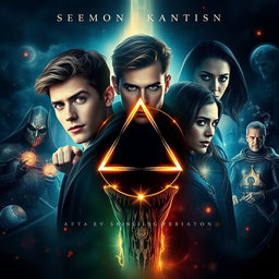 A cinematic movie poster featuring a central Triquetra symbol surrounded by mystical lighting