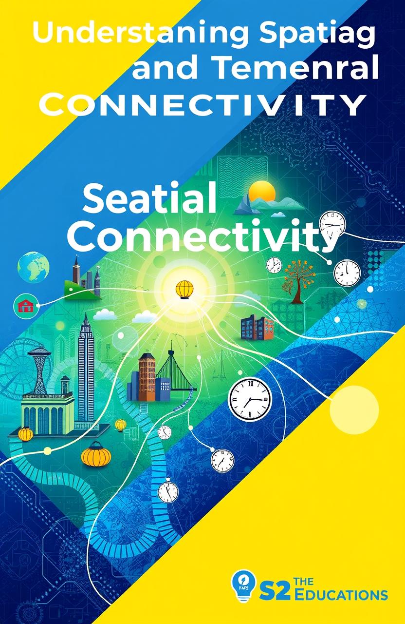 A vibrant and informative cover for an educational module about "Understanding Spatial and Temporal Connectivity"