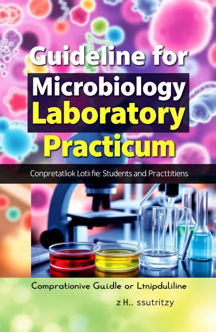 A professional and visually appealing book cover for a 'Guideline for Microbiology Laboratory Practicum'