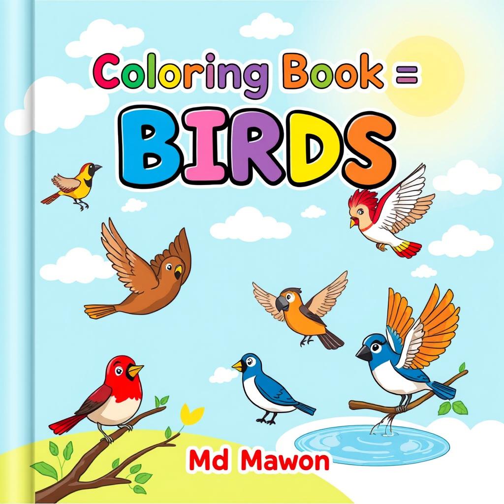 A vibrant book cover for the title 'Coloring Book = Birds'
