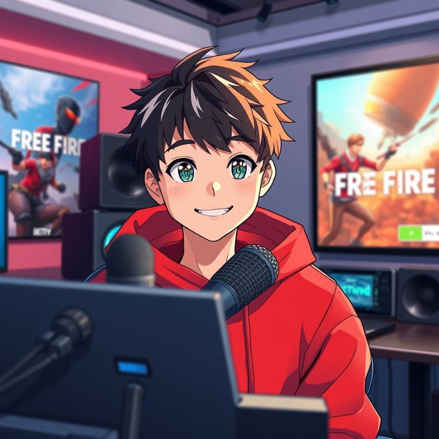 An anime boy with a mature appearance resembling a young man, facing forward with a friendly smile