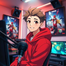 An anime boy with a mature appearance resembling a young man, facing forward with a friendly smile