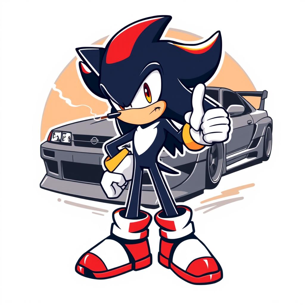 A dynamic logo featuring Shadow the Hedgehog, styled with a sleek, modern aesthetic