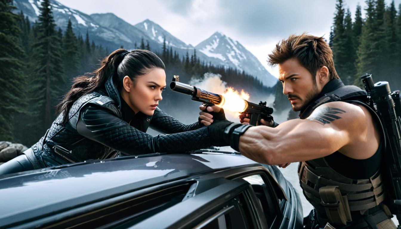 Ride the Thrill: Muscular Couple on a Motorcycle