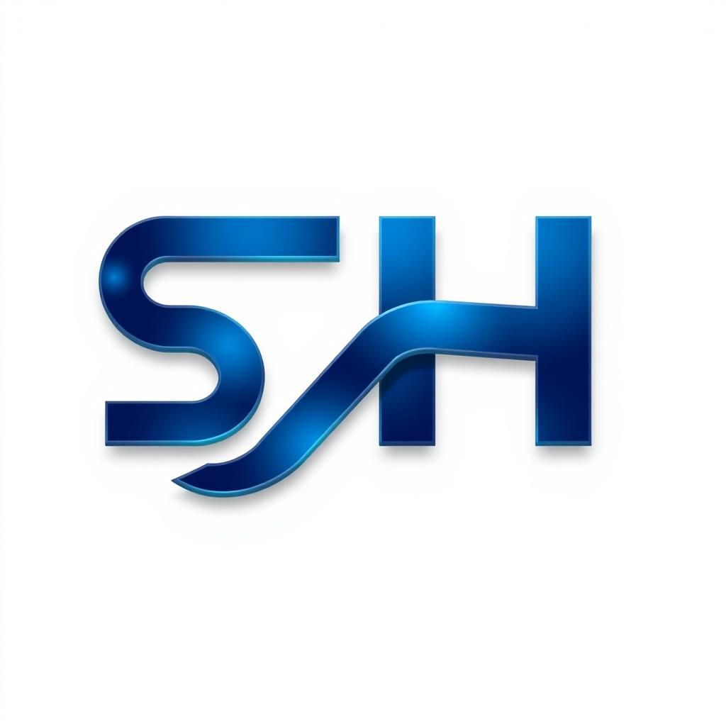 A modern logo design featuring the letters 'S' and 'H' intertwined in a sleek and minimalistic style