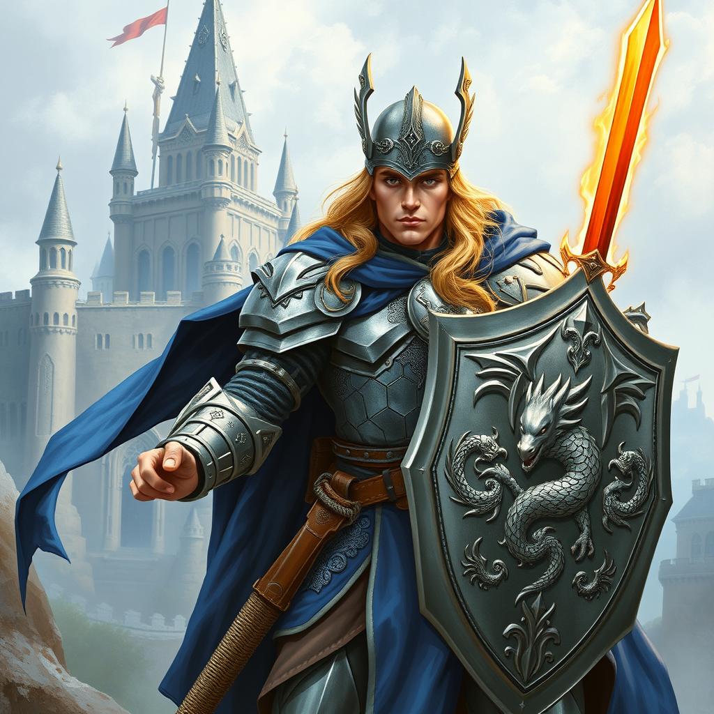 A noble paladin from a classic role-playing game, depicted in full body