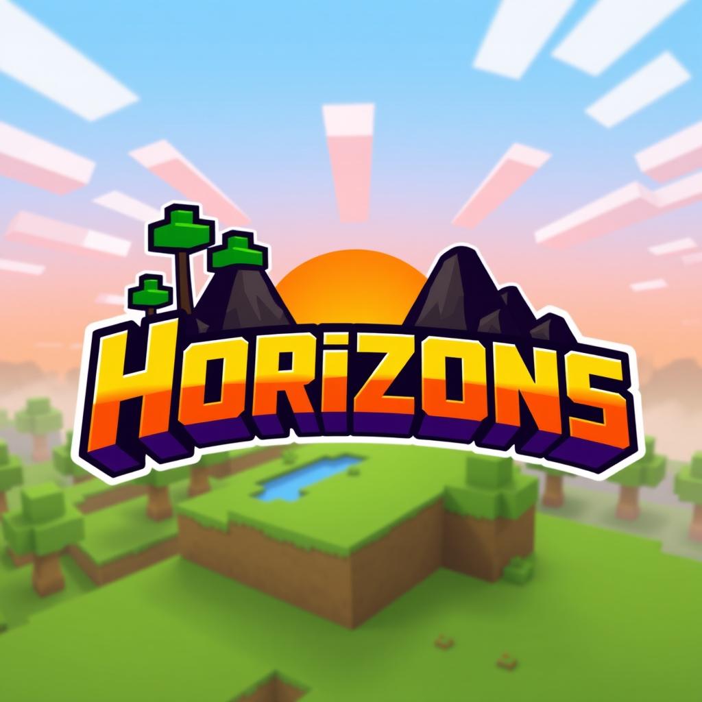 A vibrant and eye-catching logo designed for a Minecraft SMP (Survival Multiplayer) community named 'Horizons'