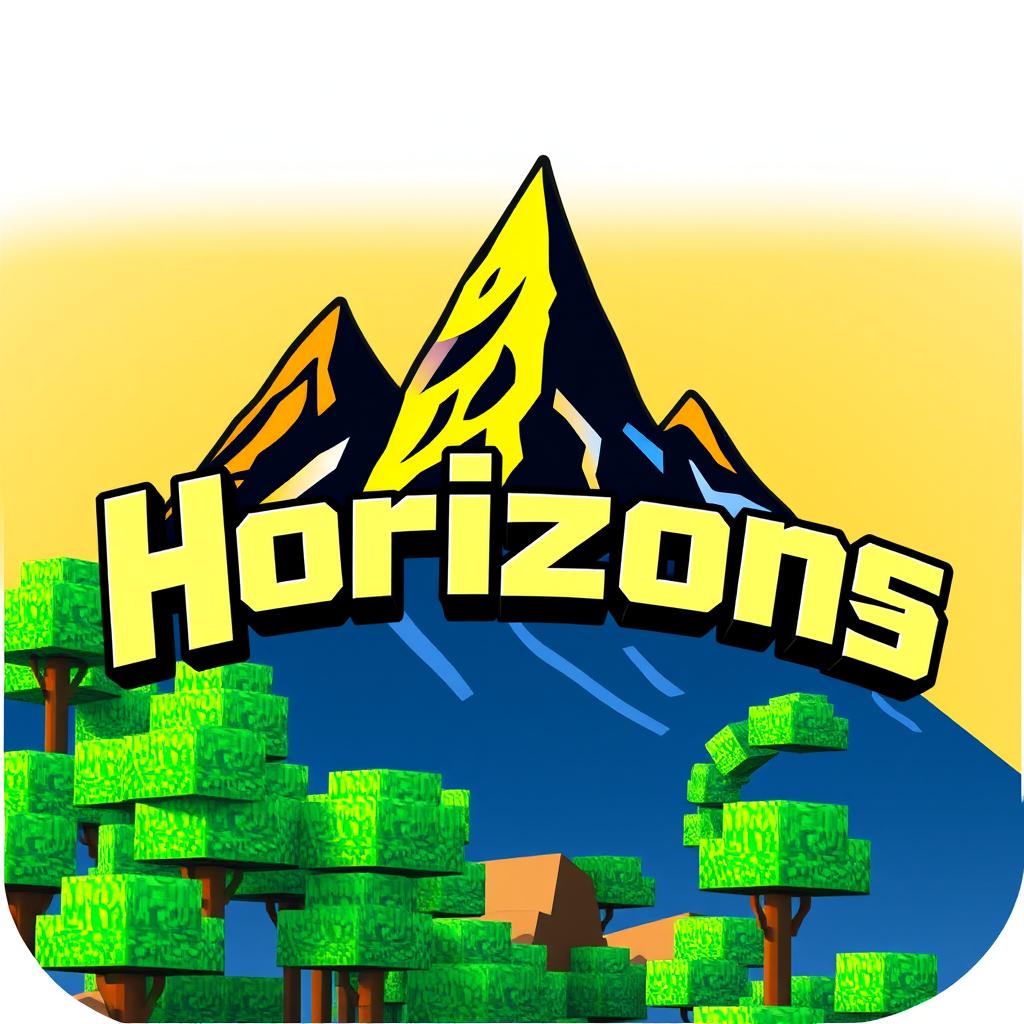 A vibrant and engaging logo for a Minecraft SMP server named 'Horizons'