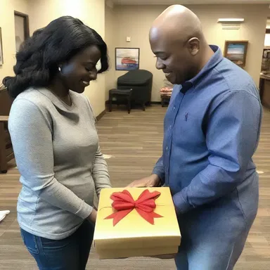 The ameliorative gesture of surprising his partner with a heartfelt gift melted her heart.