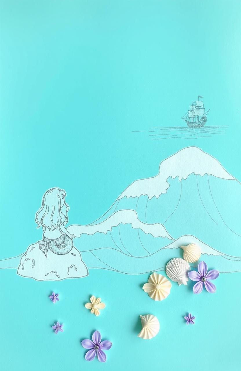 A charming scene featuring a turquoise background