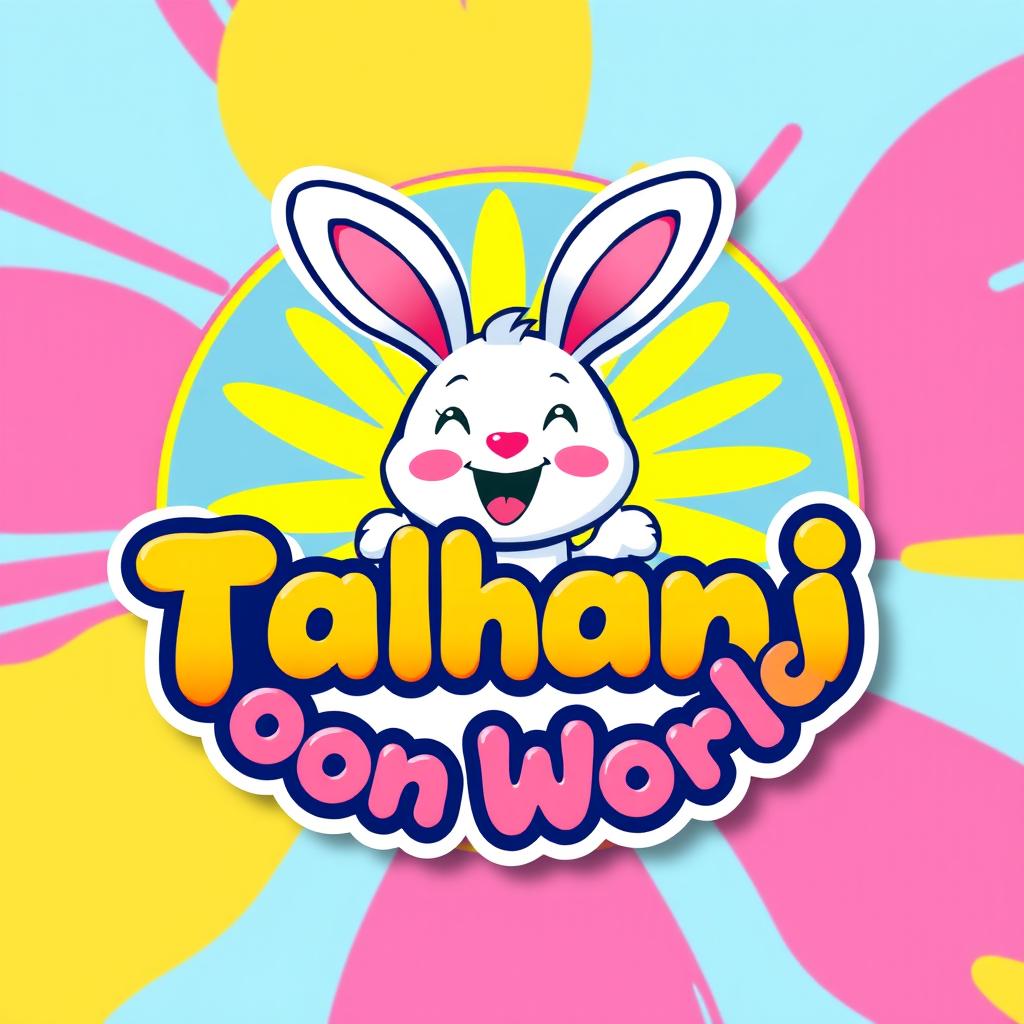 A vibrant and colorful logo design for the "Kahani Toon World" channel, featuring a cute, cartoon-style bunny as the central character