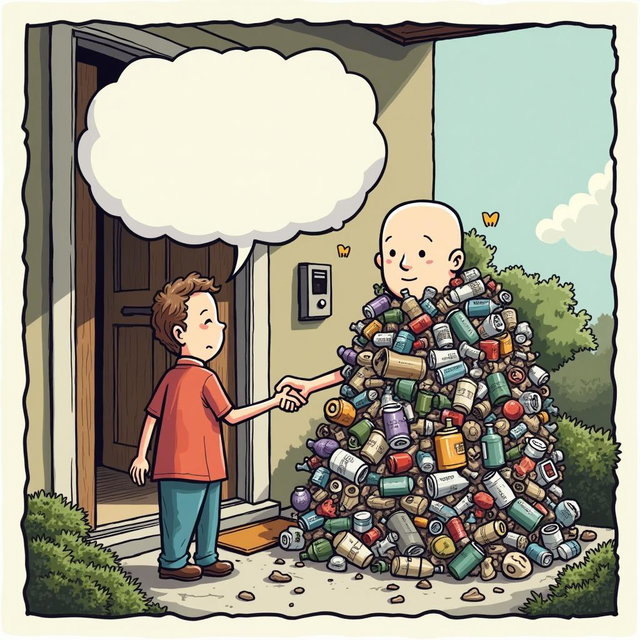 An Unlikely Meeting: Handshake with a Pile of Garbage