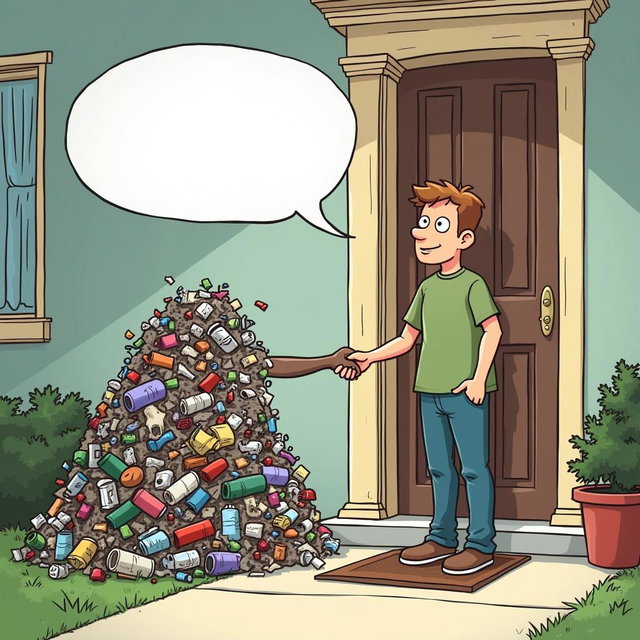 An Unlikely Meeting: Handshake with a Pile of Garbage