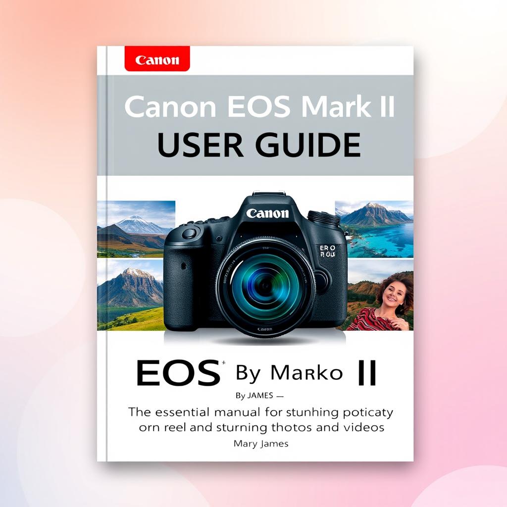 A sleek and polished cover design for the 'Canon EOS R6 Mark II User Guide' authored by Mary James