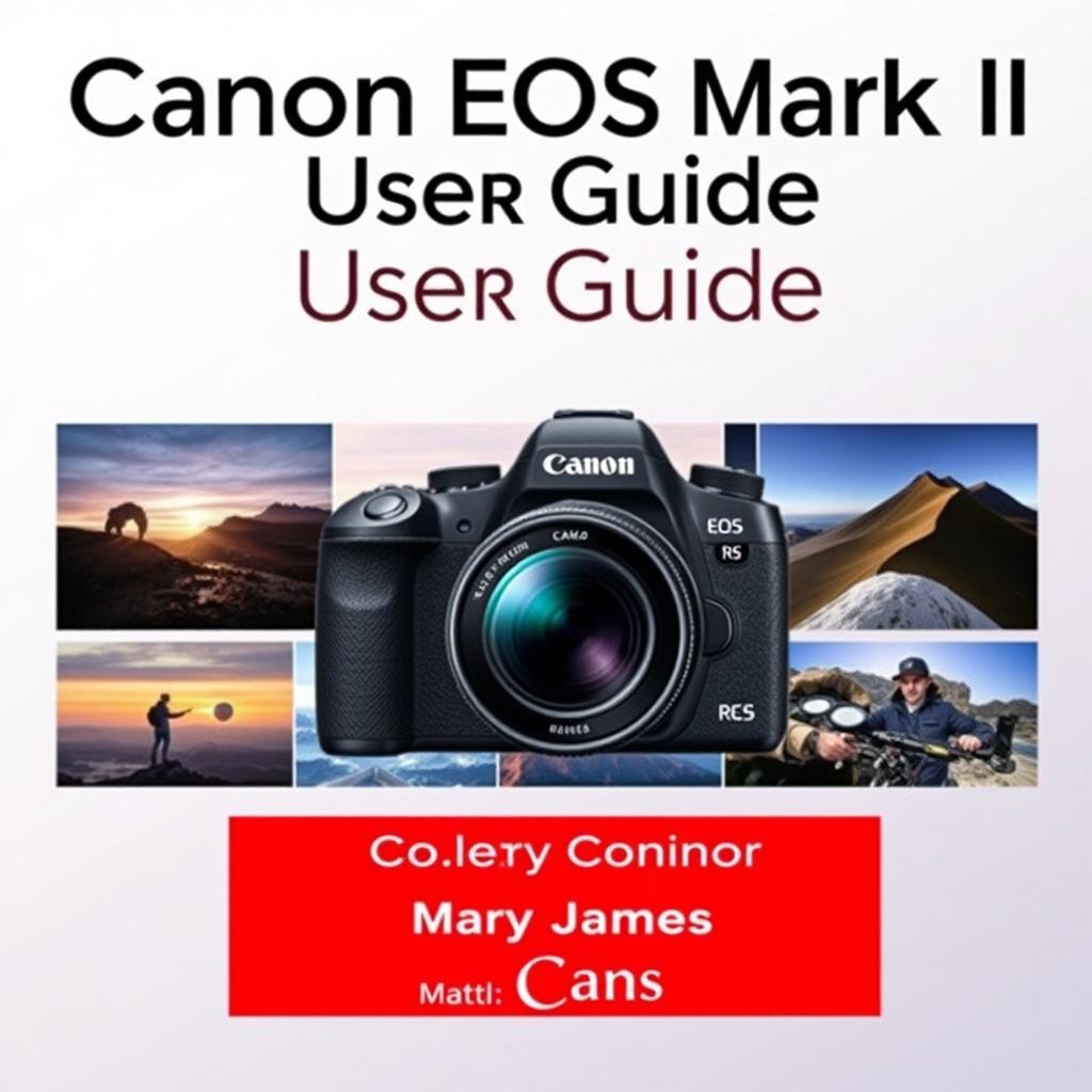 A sophisticated and visually appealing cover design for the 'Canon EOS R6 Mark II User Guide' by Mary James