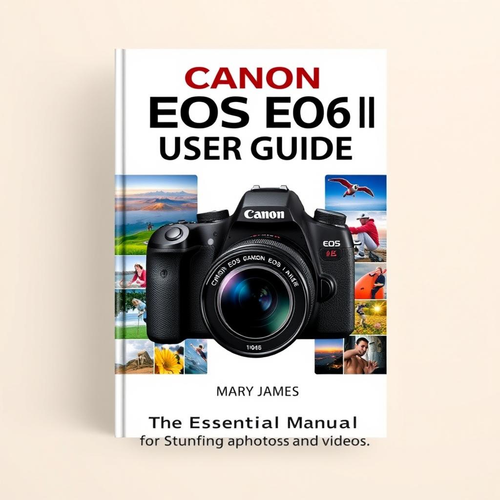 A captivating cover design for the 'Canon EOS R6 Mark II User Guide' authored by Mary James