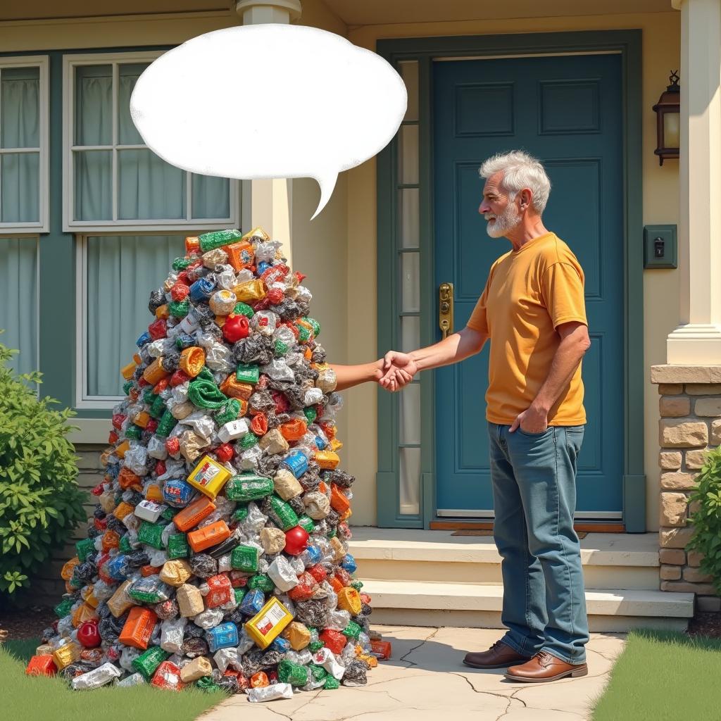 A Whimsical Encounter: Garbage Meets the Grown-Up