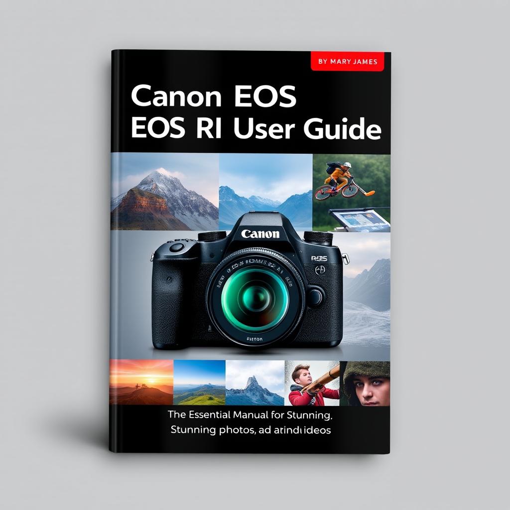 A polished and visually enticing cover design for the 'Canon EOS R6 Mark II User Guide' authored by Mary James