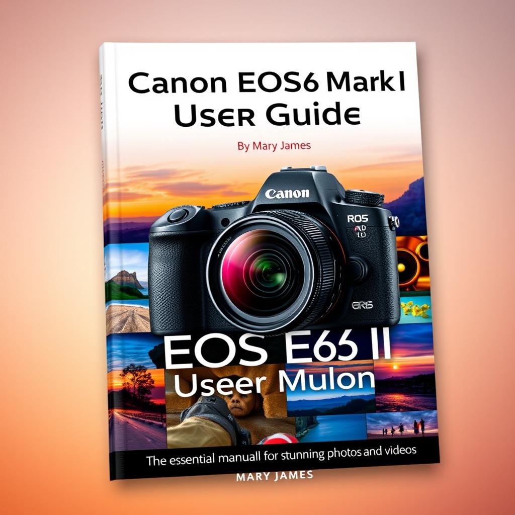 A striking and professional book cover for the 'Canon EOS R6 Mark II User Guide' by Mary James