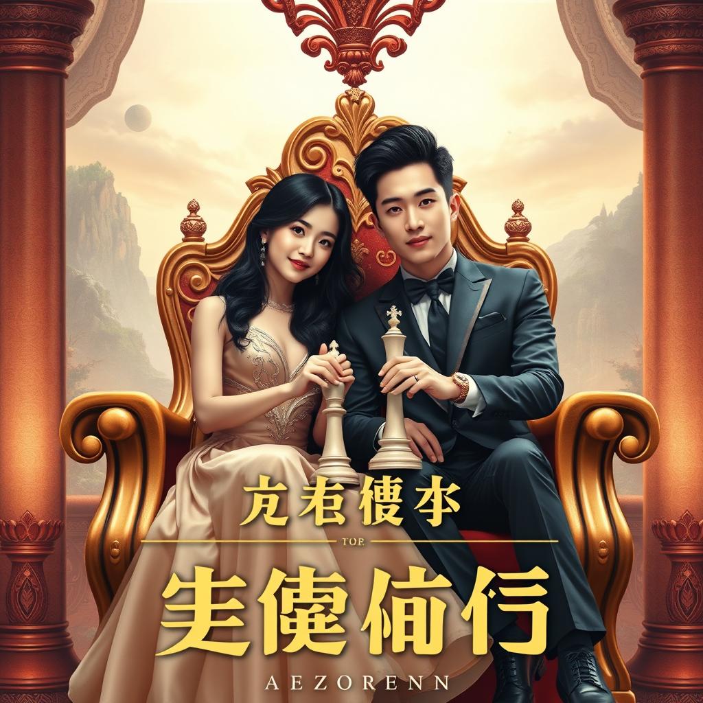 A book cover featuring a couple sitting on an ornate throne
