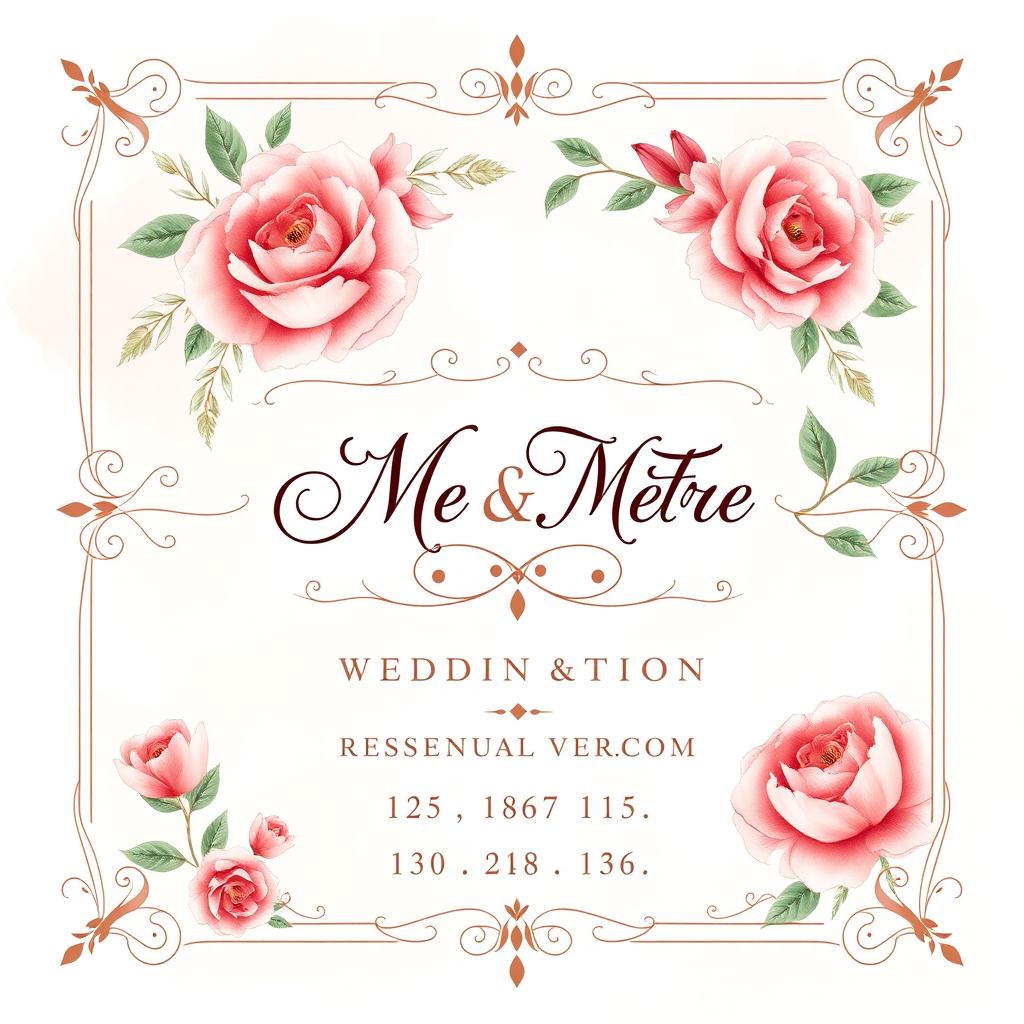 A beautifully designed wedding invitation card featuring elegant floral motifs and a sophisticated color palette of soft pastels