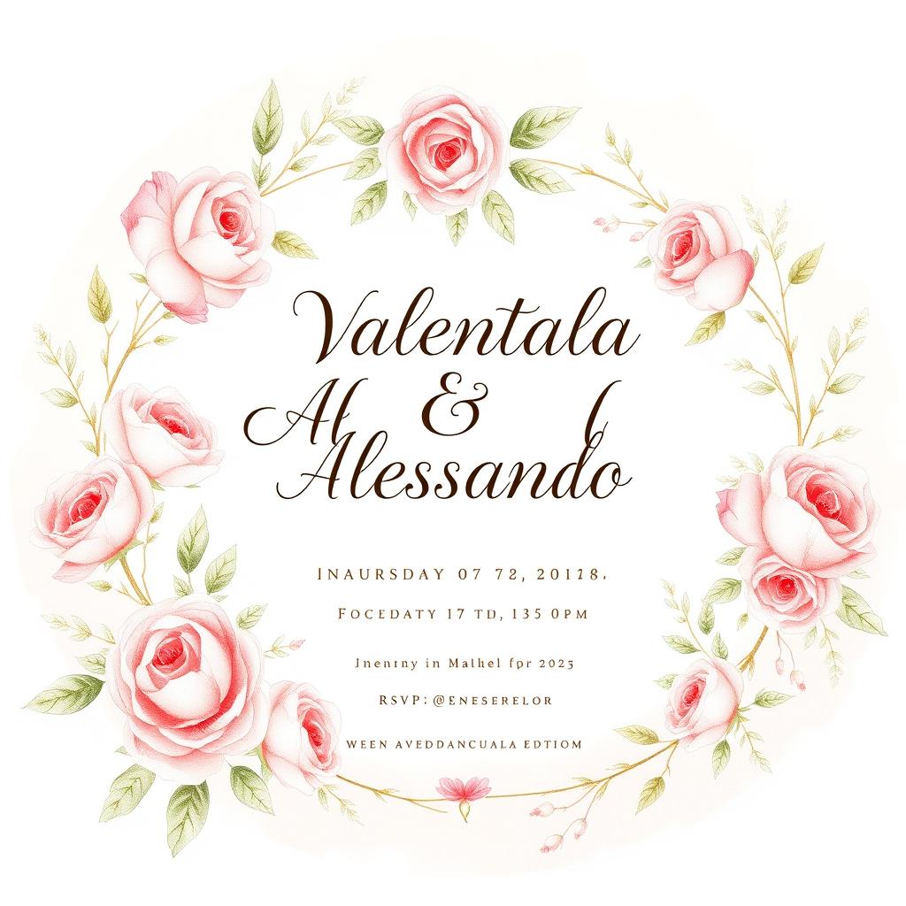A beautiful wedding invitation card design for Valentina and Alessandro