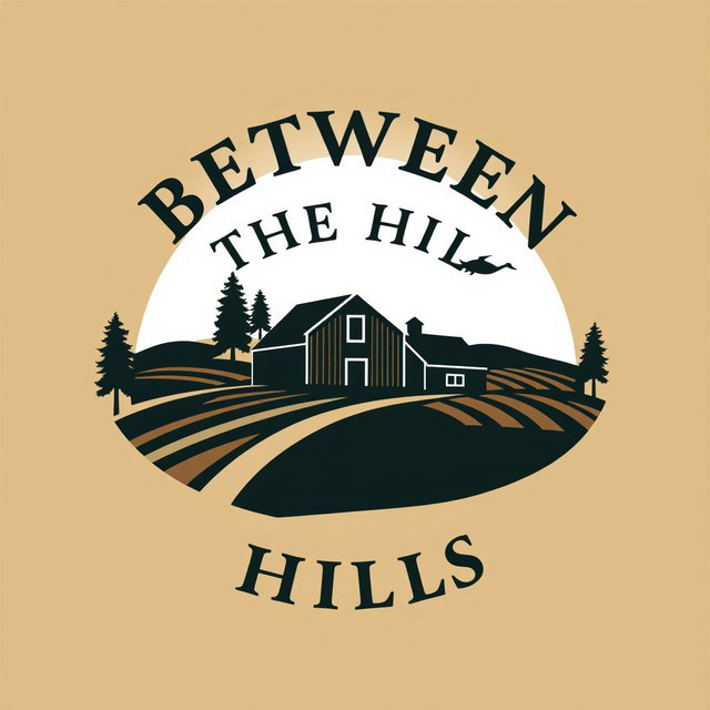 A professional and authoritative logo for a farm named "Between the Hills" based in Nova Scotia
