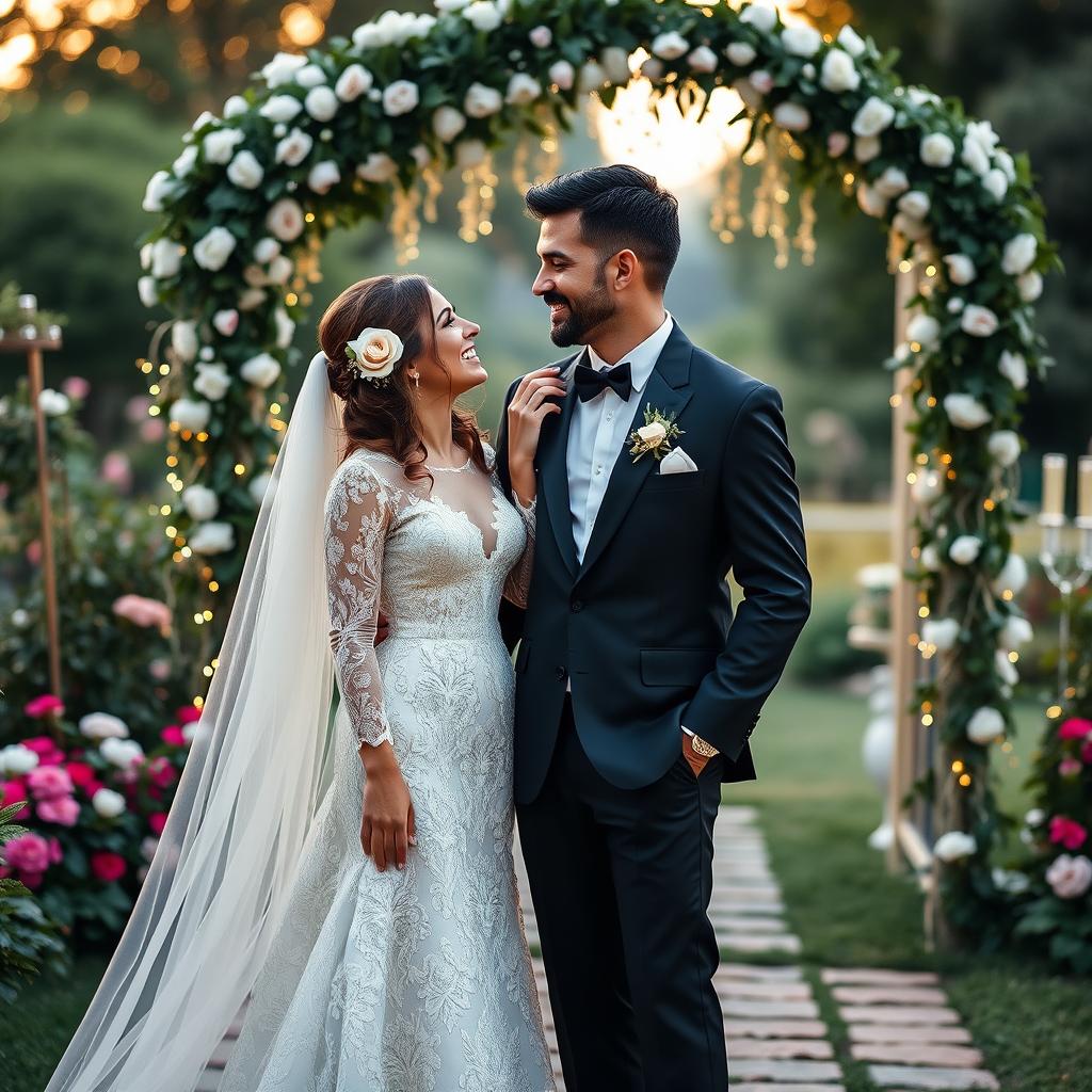 An elegant wedding scene featuring Valentina and Alessandro as the main subjects