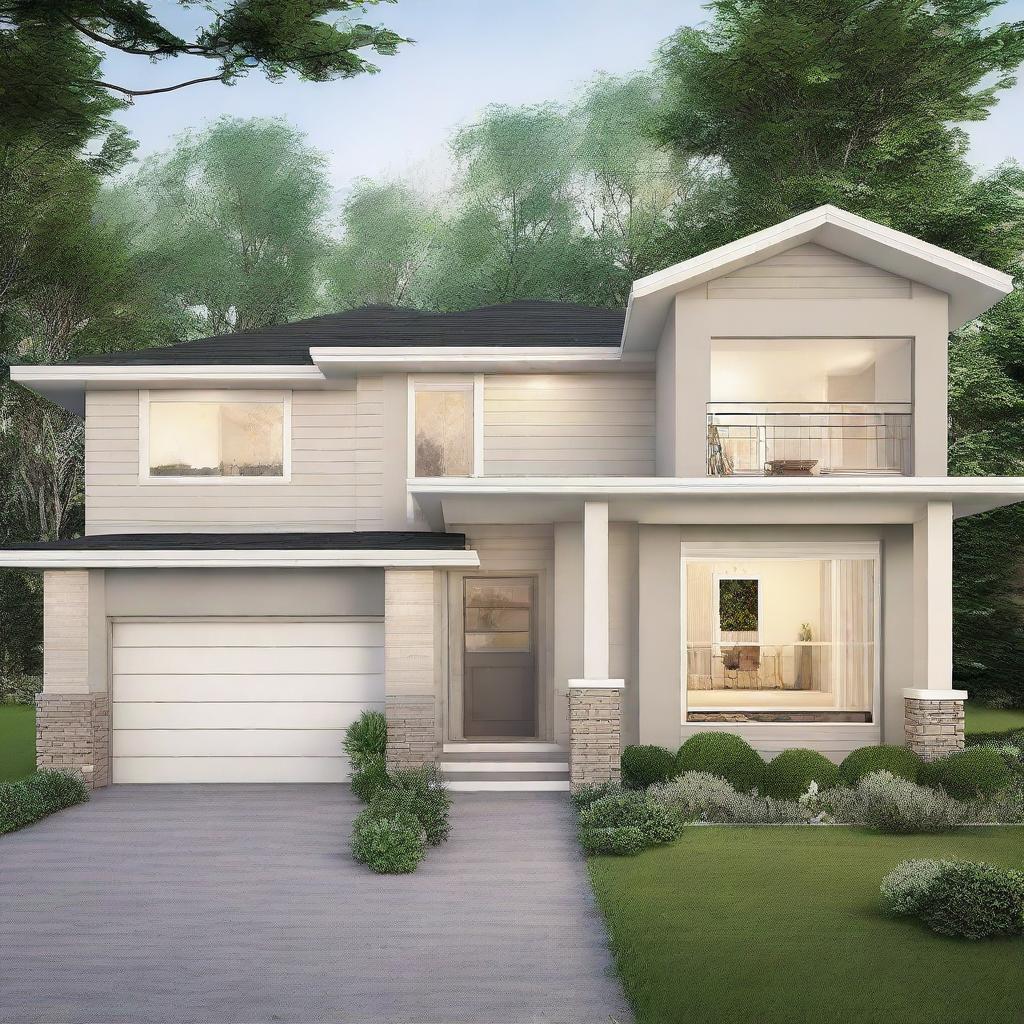 A house plan showcasing a simplistic design featuring three bedrooms, a kitchen connected to the dining room, and entrances from both the front and the back of the house.