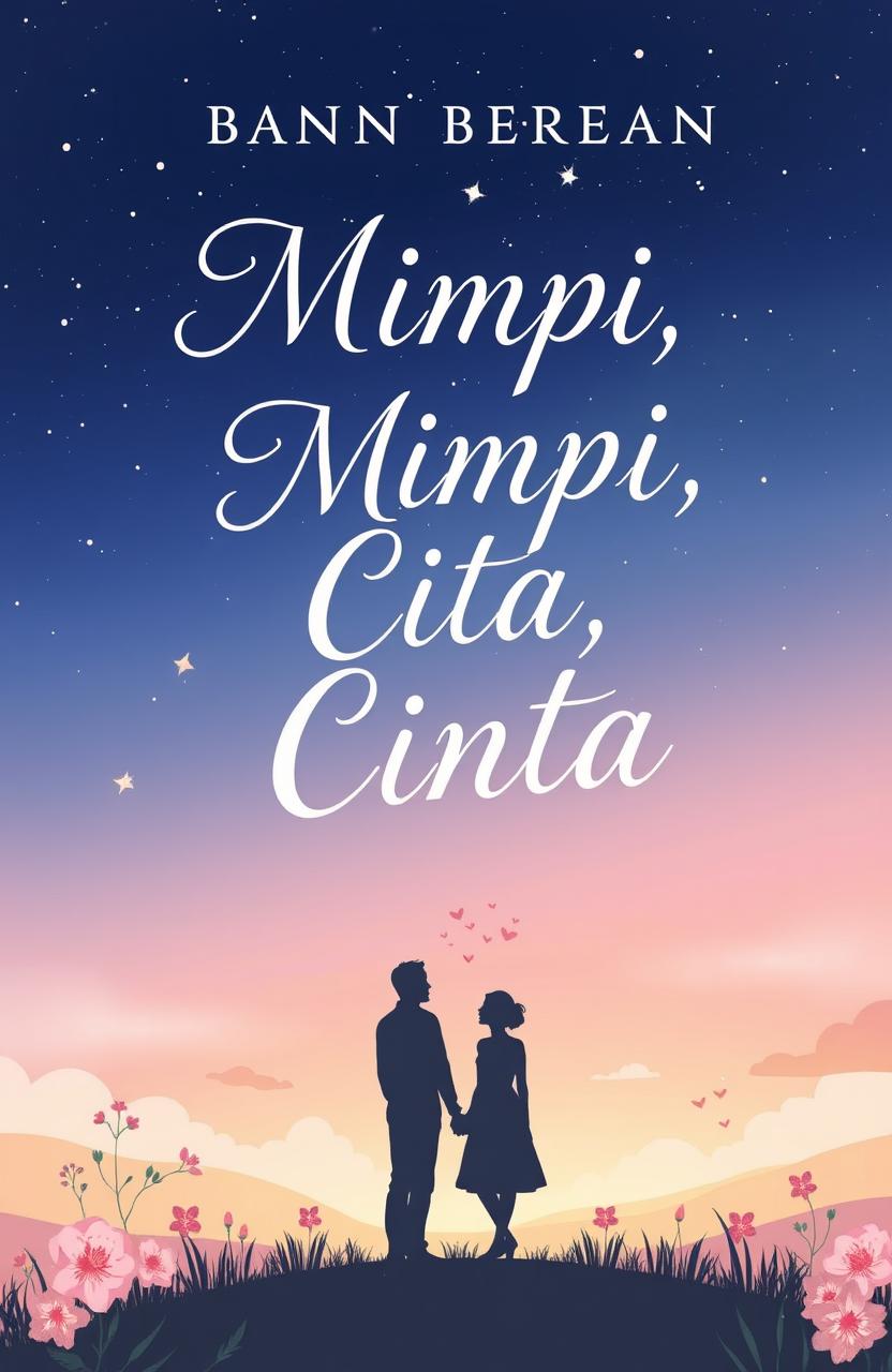 A captivating book cover design for a novel titled 'Mimpi, Cita, Cinta'