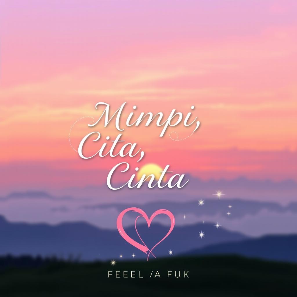 A beautiful book cover design for a novel titled 'Mimpi, Cita, Cinta'