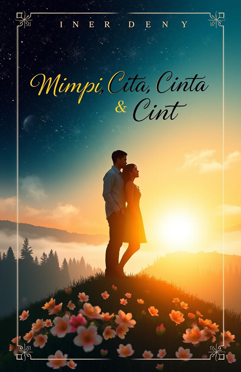 A captivating novel cover design for a book titled 'Mimpi, Cita, Cinta'