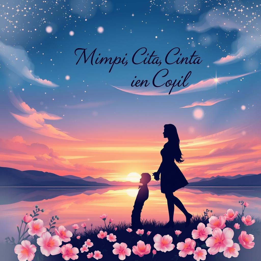 An enchanting novel cover design for the title 'Mimpi, Cita, Cinta'