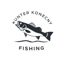 Design a sleek, modern, and minimalist logo for a YouTube and social media channel called "Hunter Konecny Fishing" (abbreviated as HKF) focused on bass fishing in Arizona